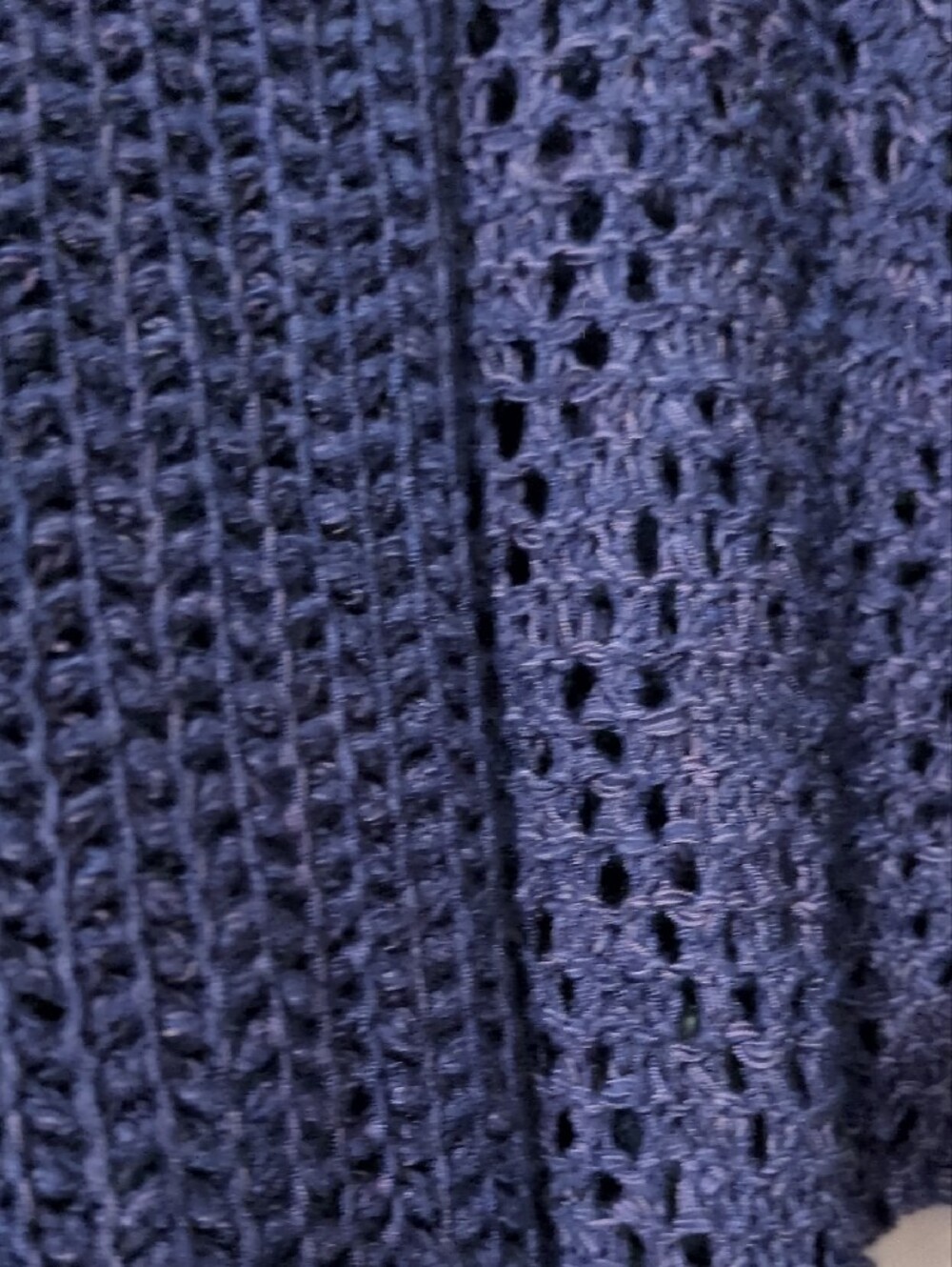 Ruby Rd. Navy Open-Front Crochet Fringe Cardigan - Picture 4 of 9